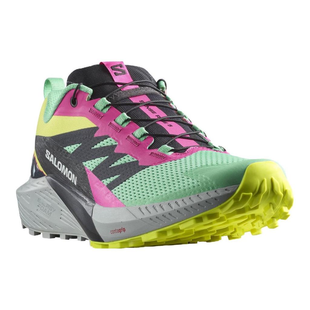 Salomon Sense Ride 5 Waterproof Trail Running Shoes Unisex Sneakers Green Pink L47234300
