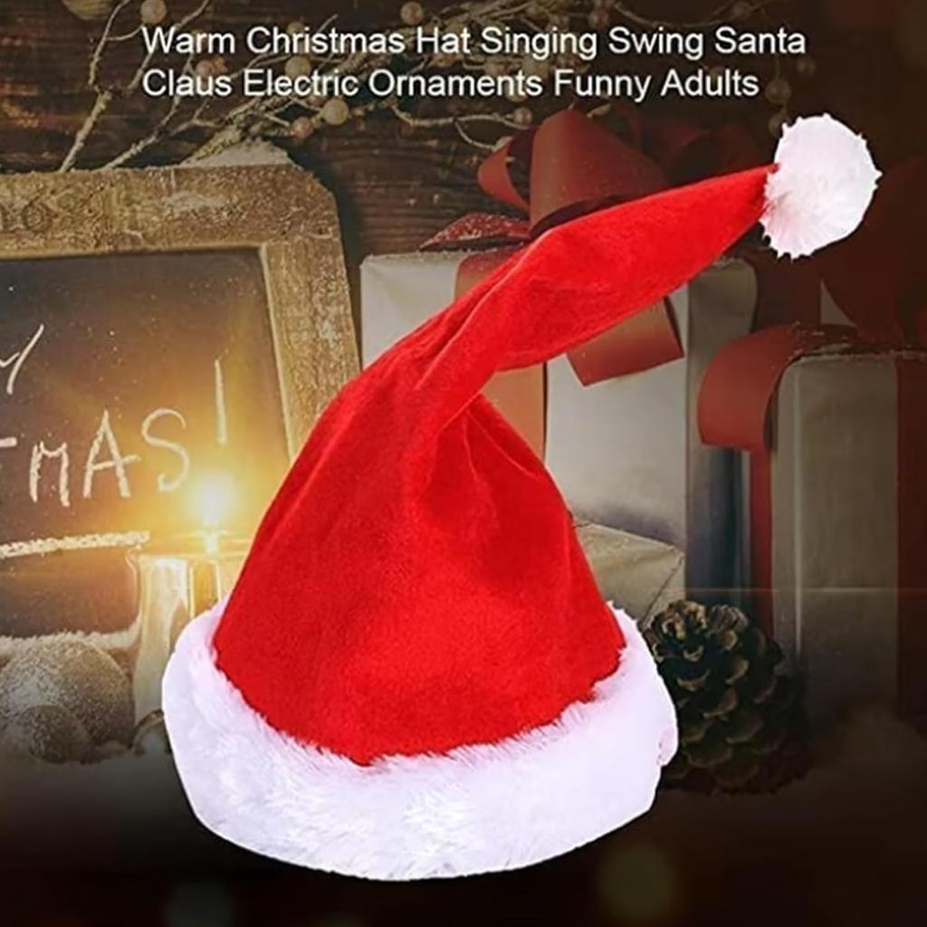 Electric Christmas Santa Hat Singing Dancing Moving Patchwork Hats Funny Toy Party Winter Warm Musical Dance Xmas Hat Gifts