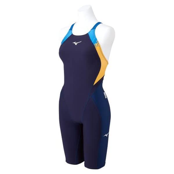 MIZUNO FX SONIC Prism Half Size FINA Swimming for Competitive Swimming and Challenge N2MG1231 Women's Suit, M, Navy/Yellow, (International Federation)