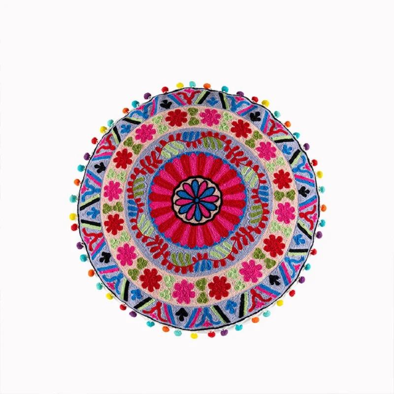 45Cm Floor Pillowcase Round Bohemian Floral Moroccan India Cotton Pillow Cover Pouf Home Decor Sofa Window Hotel Cushion Cover