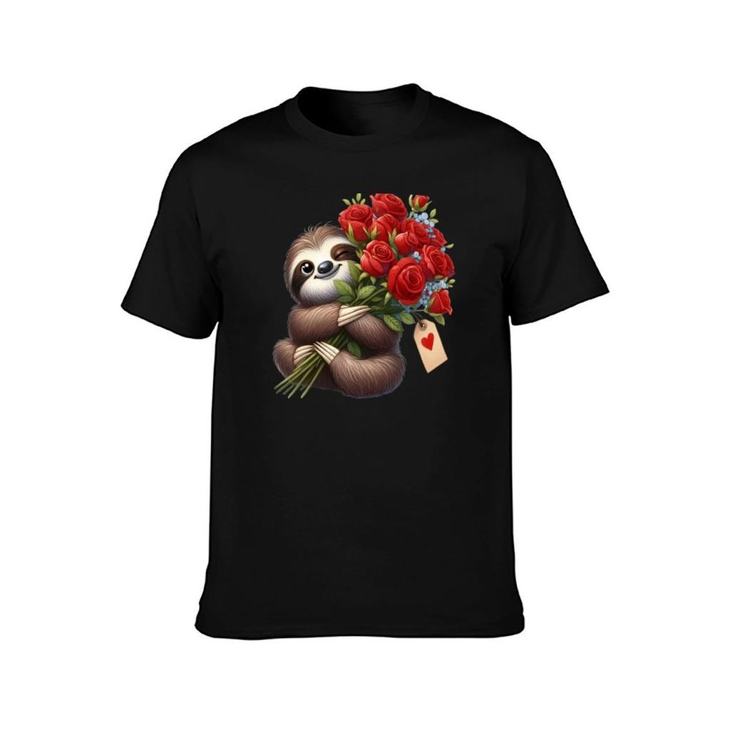 Cute Sloths Loving Expression TShirt Casual Everyday Short Sleeve TShirt