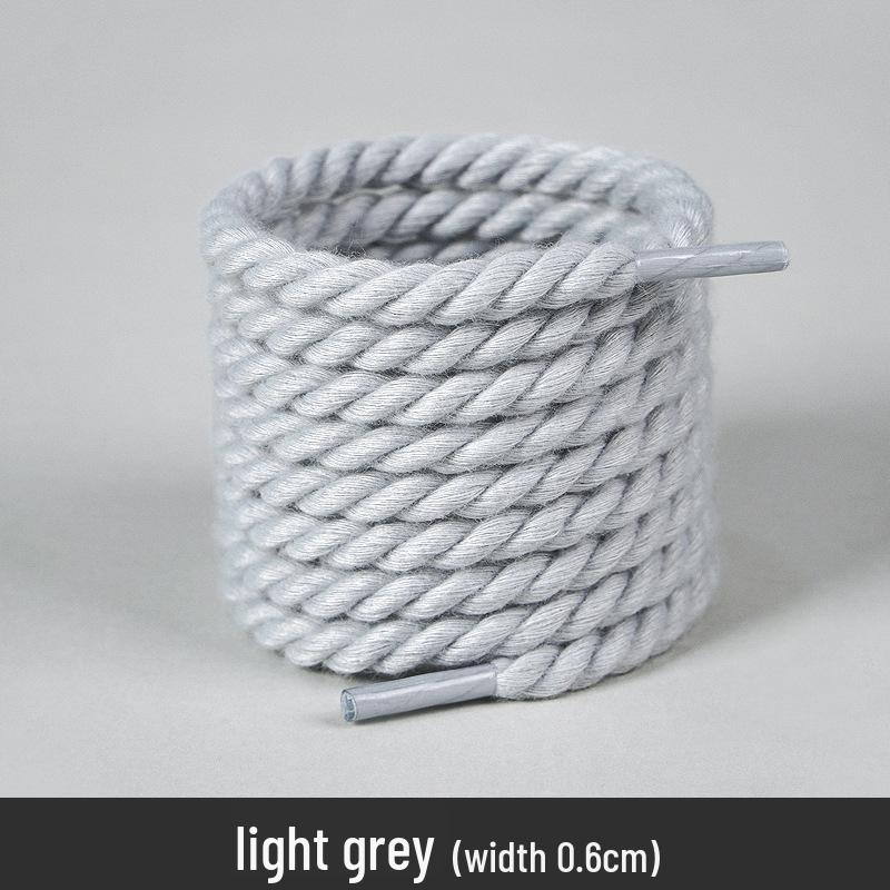 White Polyester Cotton Three-Strand Round Shoelaces - Versatile for Casual or Board Shoes (Pair)