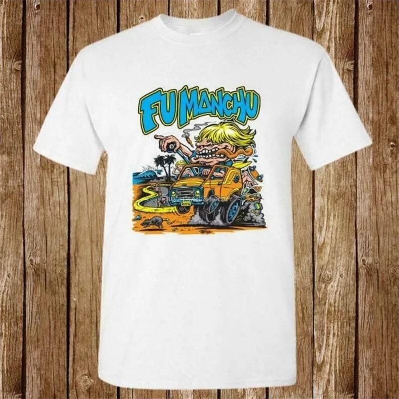 Fu Manchu Band Shirt White Color 100% Cotton Gift For Fan Unisex T-Shirt S