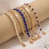 4pcs/set Bohemia Shell Bracelets for Women Ethnic Style Colorful Zircon Rice Beads Metal Chain Bangles Girl Summer Beach Jewelry