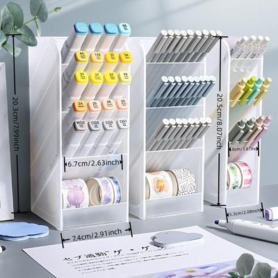 Nový stolní organizér Držák na tužky štětec na make-up Úložný box 4 mřížka Uskladňovací organizér se šikmým vkládáním Školní potřeby