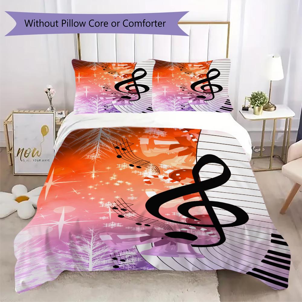 1PC Piano keys music Theme Bedding Quilt Set Quilt Cover Pillowcase Home Decoration Birthday Gift (1 * duvet cover + 2 * pillowcase, without core)A8