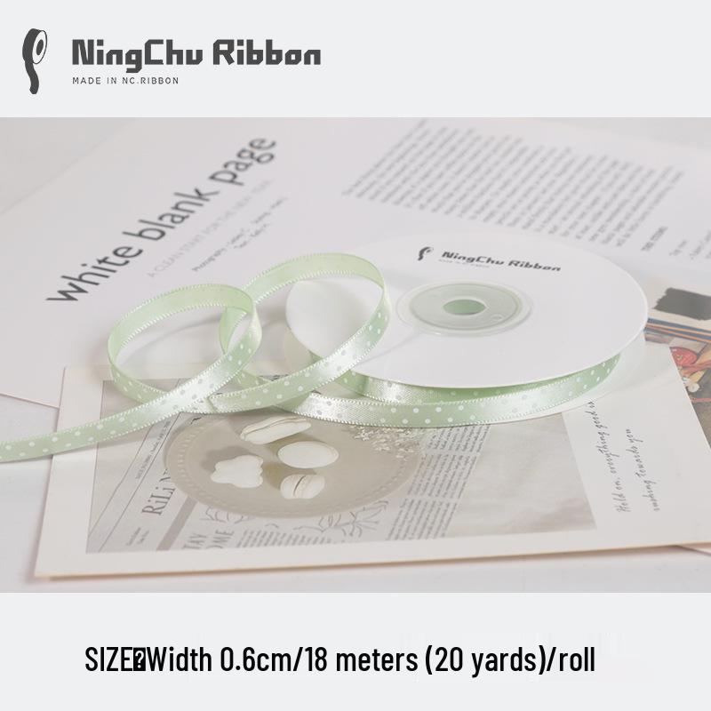 0.6cm Polka Dot Satin Ribbon for Gift Wrapping and DIY Crafts with Flower Bouquet Design