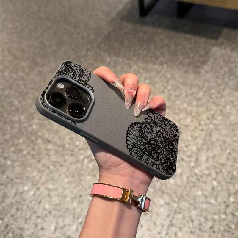 Black Pattern Phone Case for iPhone 14, 15, 16 Pro & 17 Pro - High-End Creative Design
