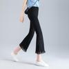 Women's Summer Mesh Patchwork High-Waist Flared Cropped Pants