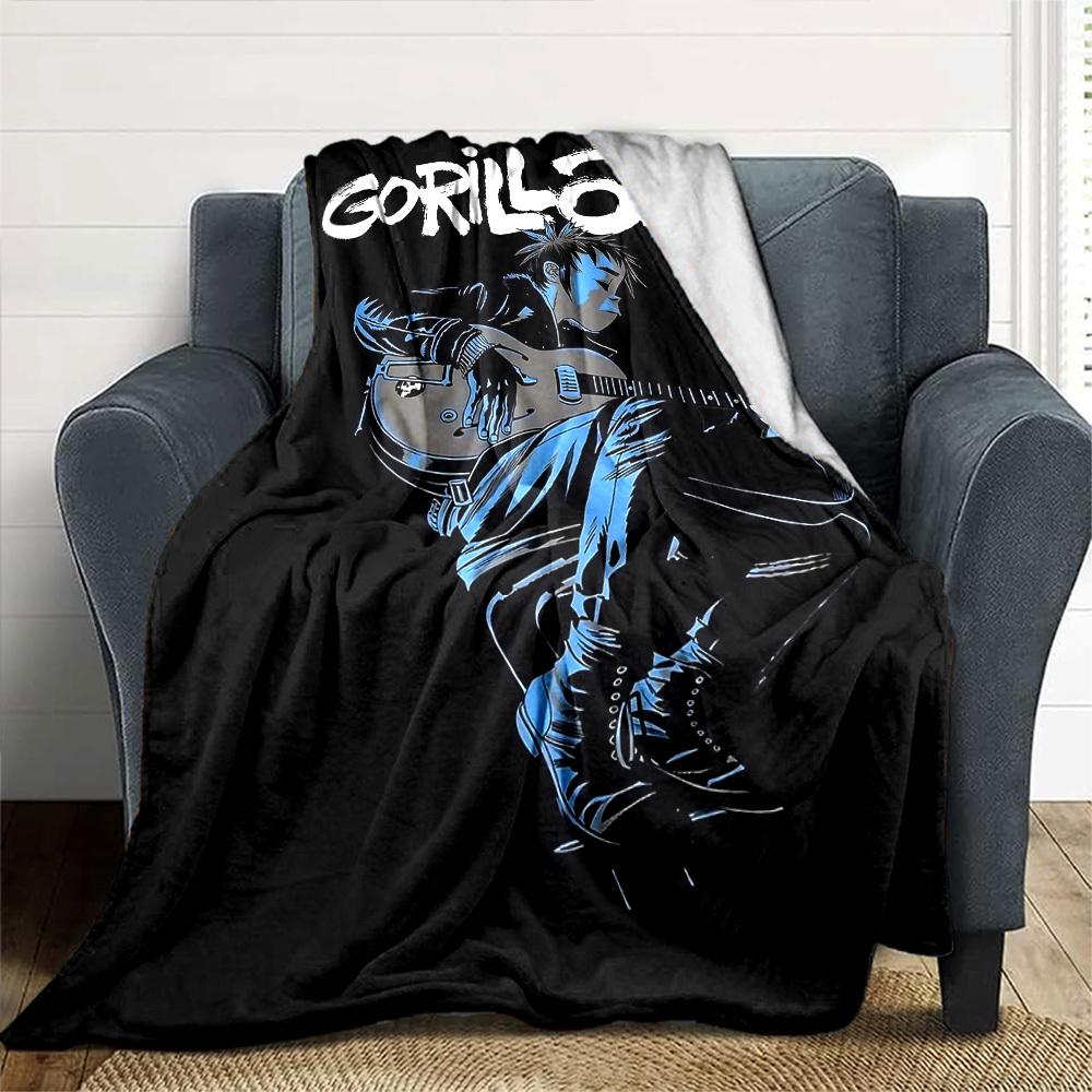 1 Stück Gorillaz Musik Weiche Flanell Ganzjahresdecke für Zuhause, Büro, Außenbereich Strapazierfähiger Komfort Weiche Warme Decke für Zuhause