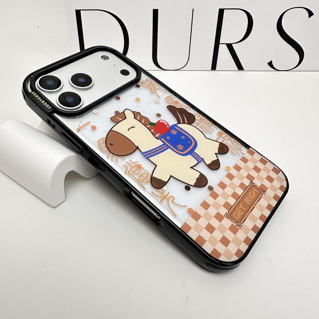 Trendy Energetic Cartoon Horse Case for iPhone 17 Pro Max/16 Pro - Anti-Fall Protection