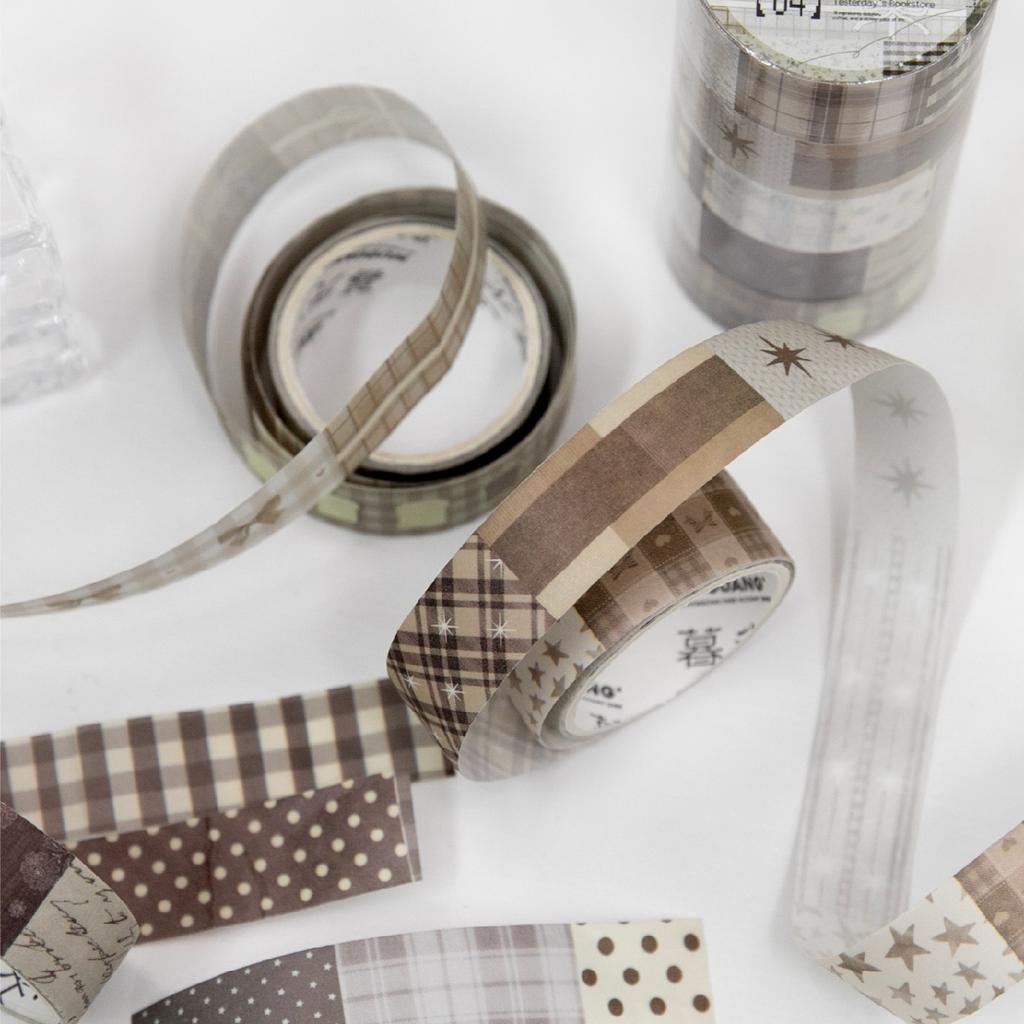 JIAMEI 5rolls Fabric Fragments Series Ins Simple Basic Decoration Washi Tape Set DIY Handmade Collage Aesthetic Scrapbook Tape