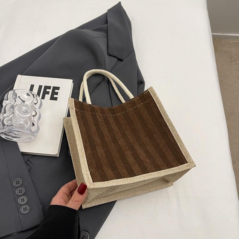 Lunch Box Bento Bag Women'S Fashion Vertical Striped Tote Bag Women Go To Work To Carry Rice Hand Bag