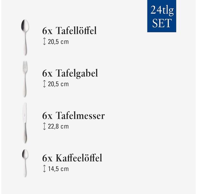 Набор матовых столовых приборов Villeroy & Boch Arthur, 24 предмета (11263949030)