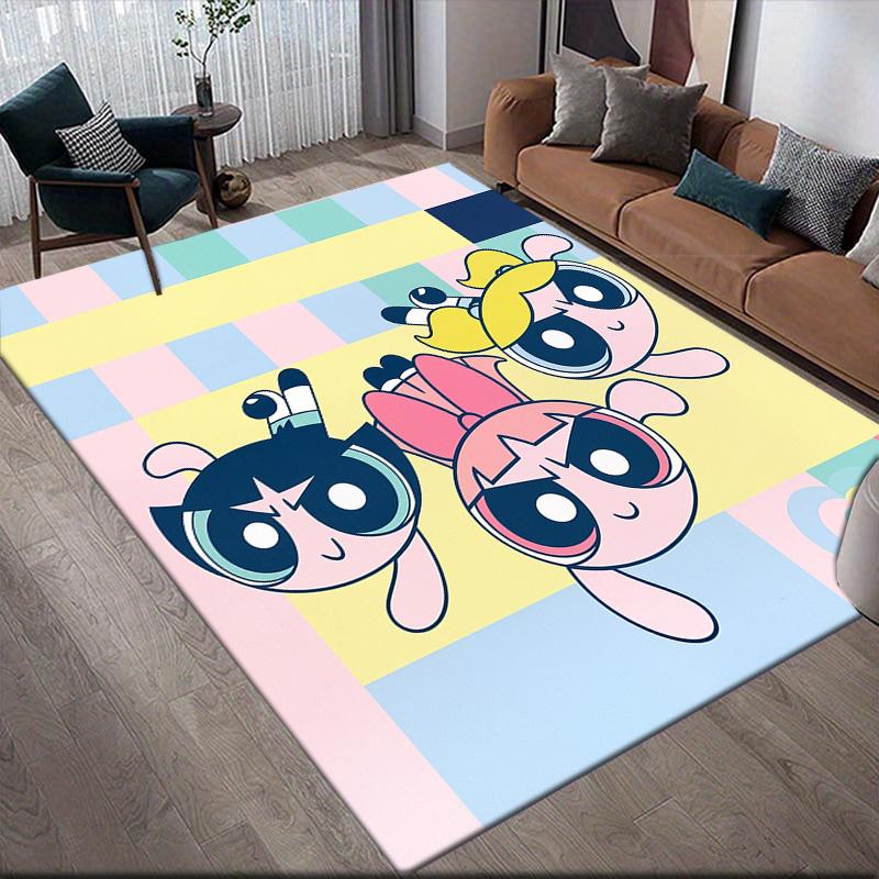 

The Powerpuff Girls characters anti-slip rug, rectangular carpet for bedroom, sofa and game zone 60x90cm