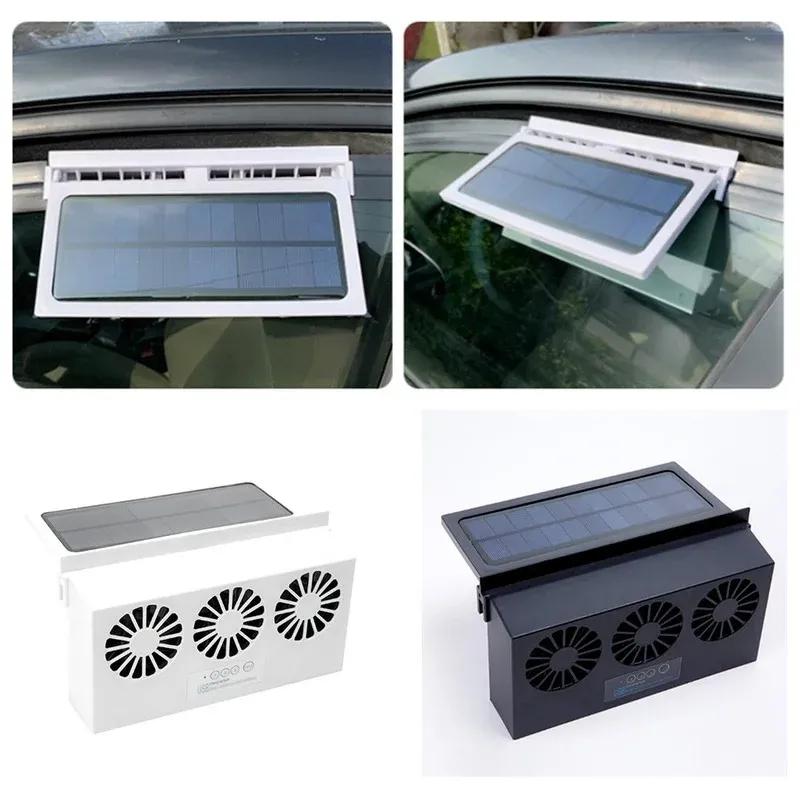 Upgrade USB Charging Solar Powered Fan Car Cooler Front/Rear Window Radiator Exhaust Fan Auto Air Vent Fan Ventilation Radiator