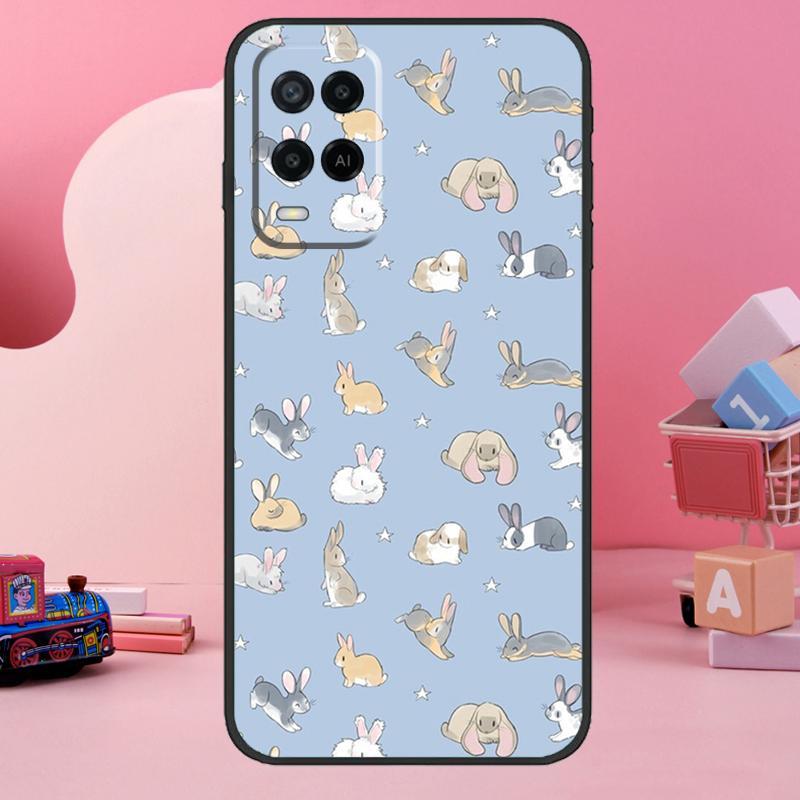 Rabbits Bunnies Case For OPPO A96 A76 A16 A54 A74 A54s A57s A53 A31 A5 A9 A52 A72 A15 A17 A57 A77 Fundas
