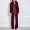 2025 Summer Women's Lapel Long-Sleeve Casual Two-Piece Suit: Solid Color Jacket & Straight Pants