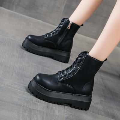 Minimalist British Style Short Boots 2024 Autumn and Winter New Versatile Motorcycle Short Boots Women's Thick Sole Plataforma