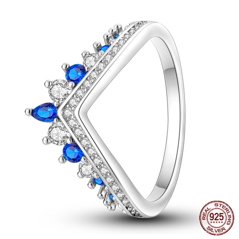 Original Design 925 Silver Blue Zircon For Ring Fit Women Wedding Wedding Wedding Engagement Silver Gift