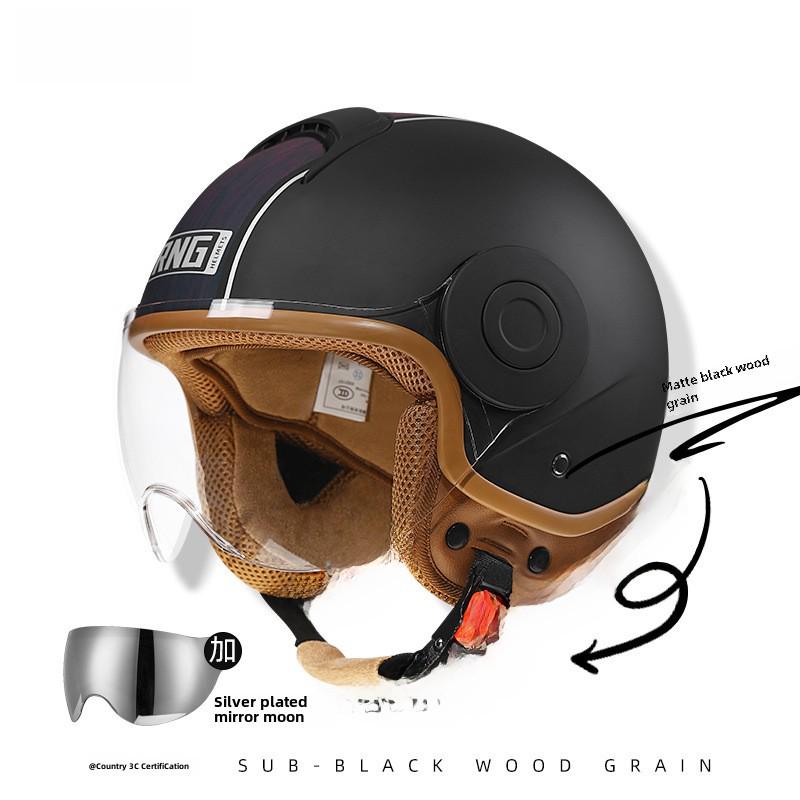 RNG 3C-Certified Retro 3/4 Motorcycle Helmet for Men & Women