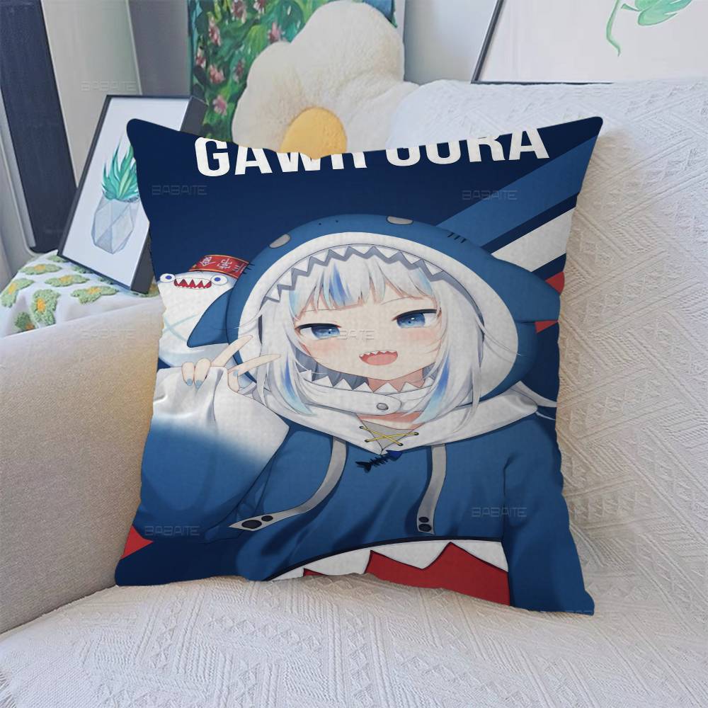 Gawr Gura Kawaii Cushion Cover Pillow Cover Decor Pillowcase Printed Cushion Case for Couch