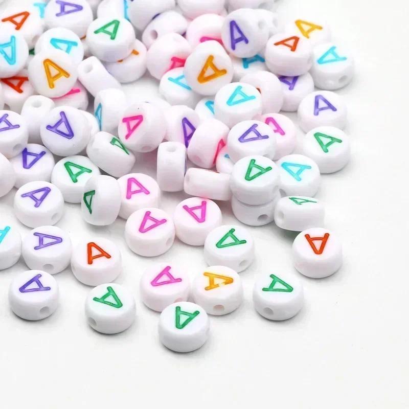 Acrylic A-Z 26 Letter Round Beads Colorful Alphabet Loose Spacer Beads For Jewelry Making Diy Bracelet Necklace Accessories