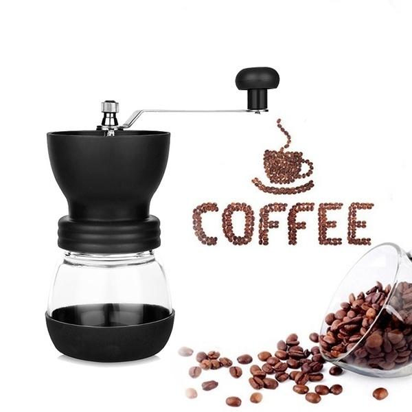 Manual Coffee Been Mill Stainless Steel Handle Coffee Grinder with Storage Glass Jar LS