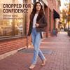 Women’s Faux Fur Coats 2 Way Wear Outfit Detachable Fur Collar Zipper Jacket Matte Faux Suede Crop Top Stylish Motobike Wear