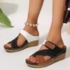 Fashion Contrast Color Wedge Sandals Women Casual Cross Strap Platform High Heel Slippers Woman Comfortable Summer Beach Slides