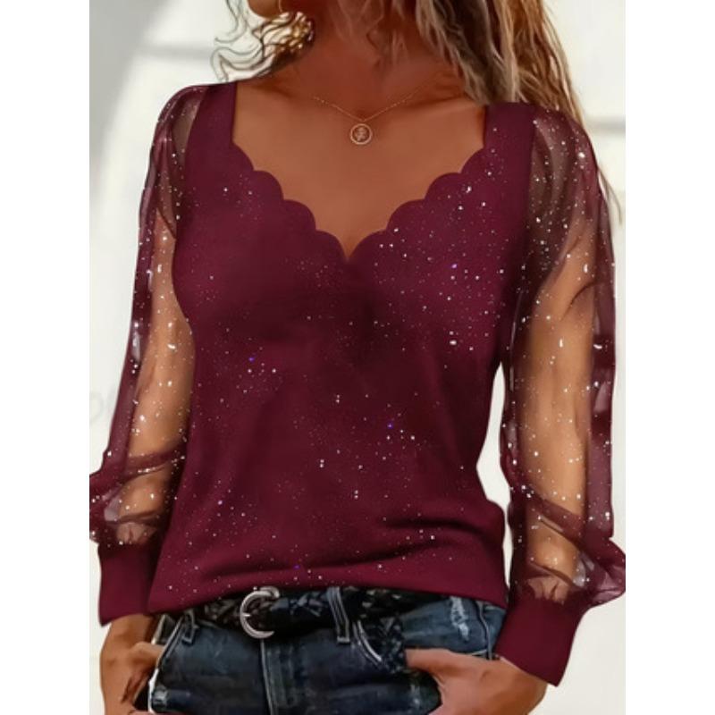 TIFICY Moda feminina casual primavera outono cor sólida estampa manga comprida blusas e camisas