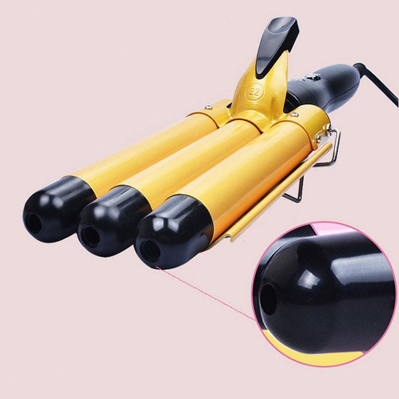 Hair Curler Triple Barrel EU Plug Digital Curling Iron Perm Splint Big Wave