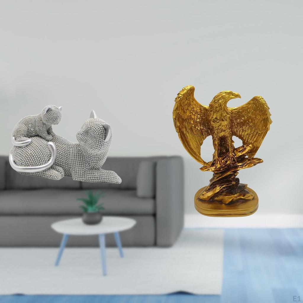 Cat Sculpture Tabletop Ornament Art Crafts Decorative Figurine Animal Statue for Bedroom Living Room