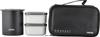 Wahei Freiz Bento Box, 640ml, Black, Slim, with Rice Container, Two Side Dish Containers, Chopsticks, and Insulated, Fortec Lunch, FLR-5957