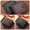 PU Leather Two Fold Wallets Urban Recreational Style Solid Color Male Wallet Multifunction ID Badge Holder Men's Short Wallet