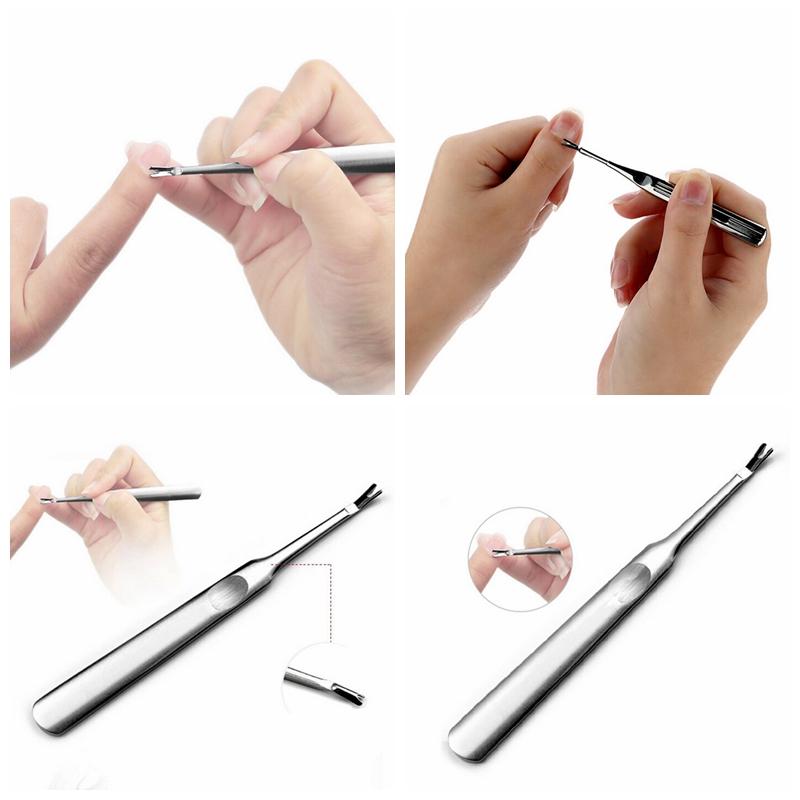 Stainless Steel Cuticle Pusher Trimmer Remover Pedicure Manicure Nail Art Tools