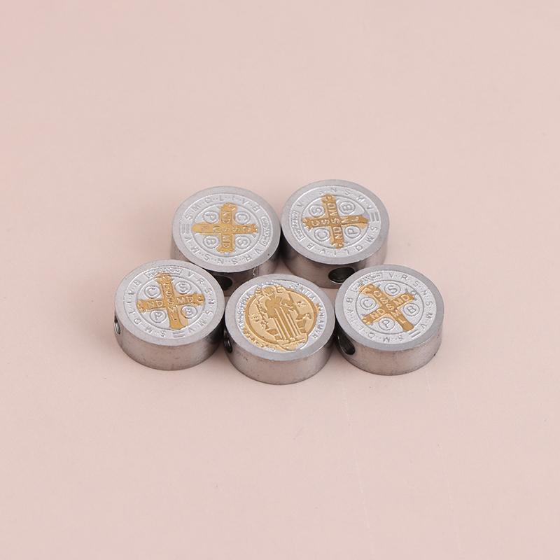 5Pcs Stainless Steel 8mm Cross Jesus Loose Beads Spacer Beads Bulk For Necklace Bracelet Making DIY Handmade Jewelry Accessories