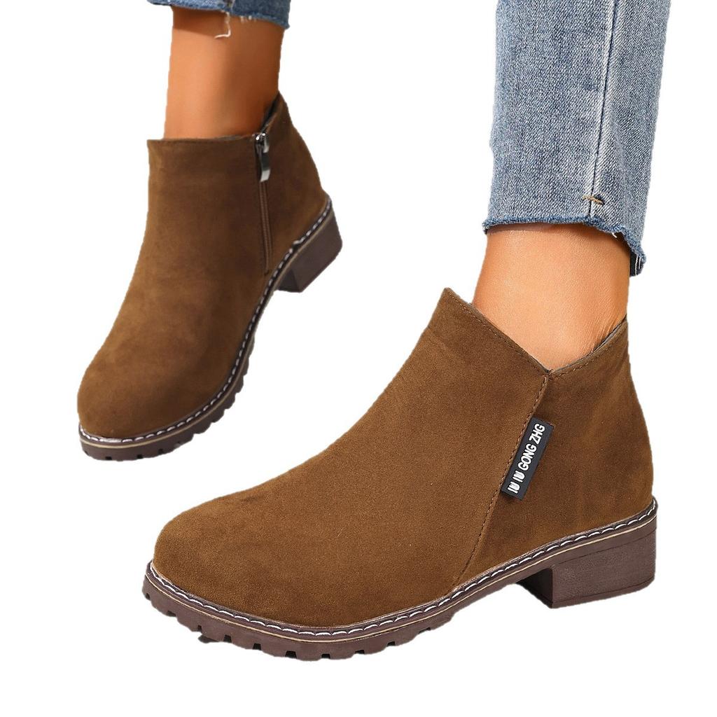 Boots Autumn and Winter Frosted Square and Martin Boots Casual Large Size Short Boots