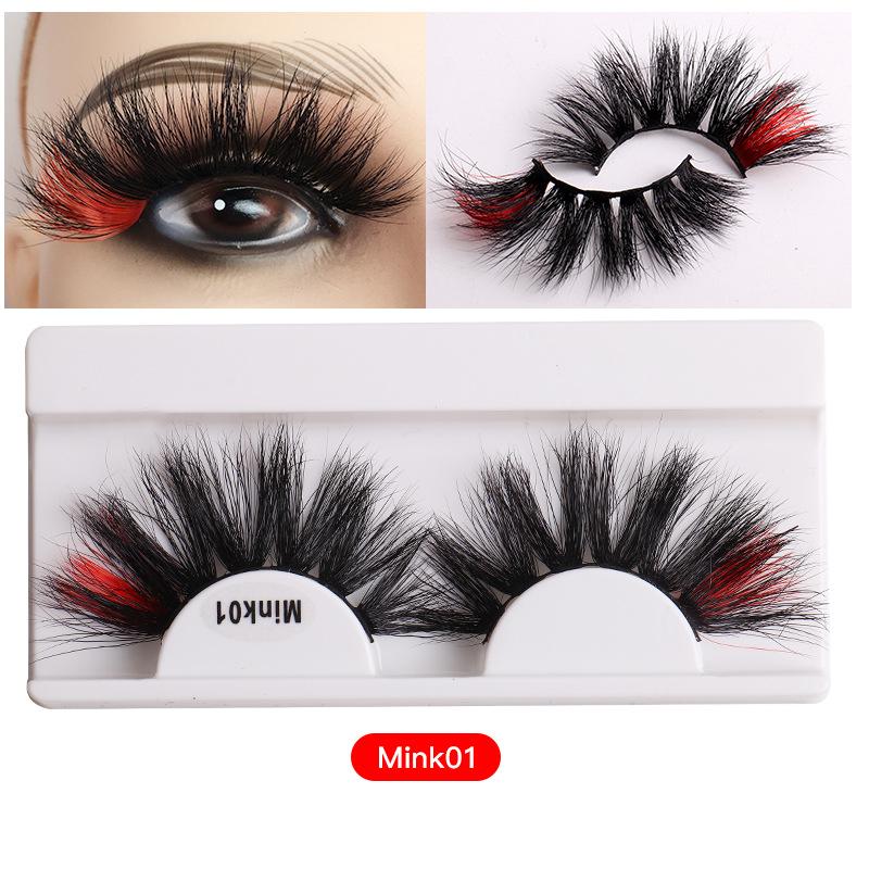8D Colored Mink Hair False Eyelashes Natural Docile Thick Eyelashes