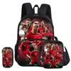 Ronaldo 3 Pcs Set with Front Pocket Backpack Football Sport with Thermal Insulated Lunch Tote Purse CR Football Star Pencil Case