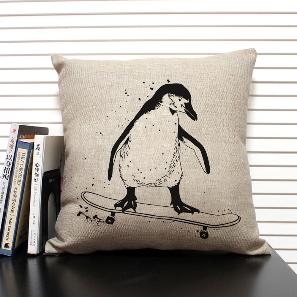 Cute Cartoon Animal Cushion Cover Funny Penguin Pillow Case Bedroom Living Room Sofa Decoration Pillowcase 45x45 Children's Gift