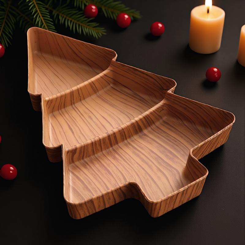 Christmas Tree Snack Plates 3 Grids Tree Shaped Tray Merry Christmas Party Decorations For Home 2026 Gifts Happy New Year 2026