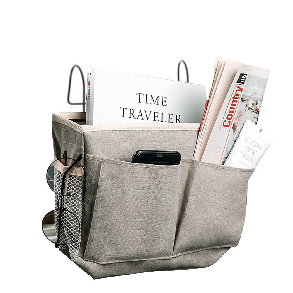 Canvas-Nachttisch-Organizer zum Aufhängen, Schul-Nachttisch-Magazin-Aufbewahrungstasche, Telefonhalter-Tasche, Home-Organizer mit Hakentasche