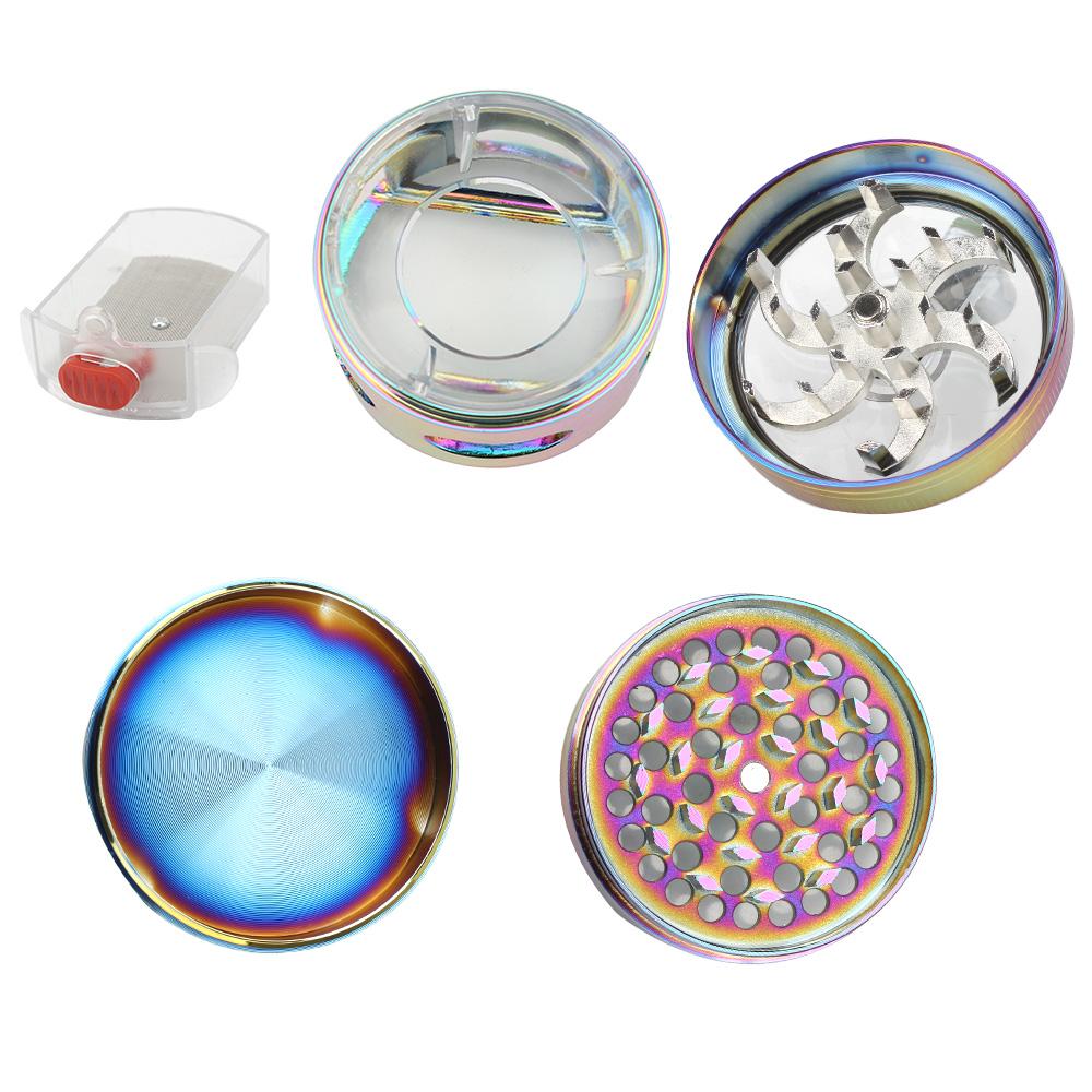 With Drawer Hand Cranked Clear Top Grinder 4 Layers Herb Grinder Crusher Crank Pollinator Spice Grinder Smoke Crusher