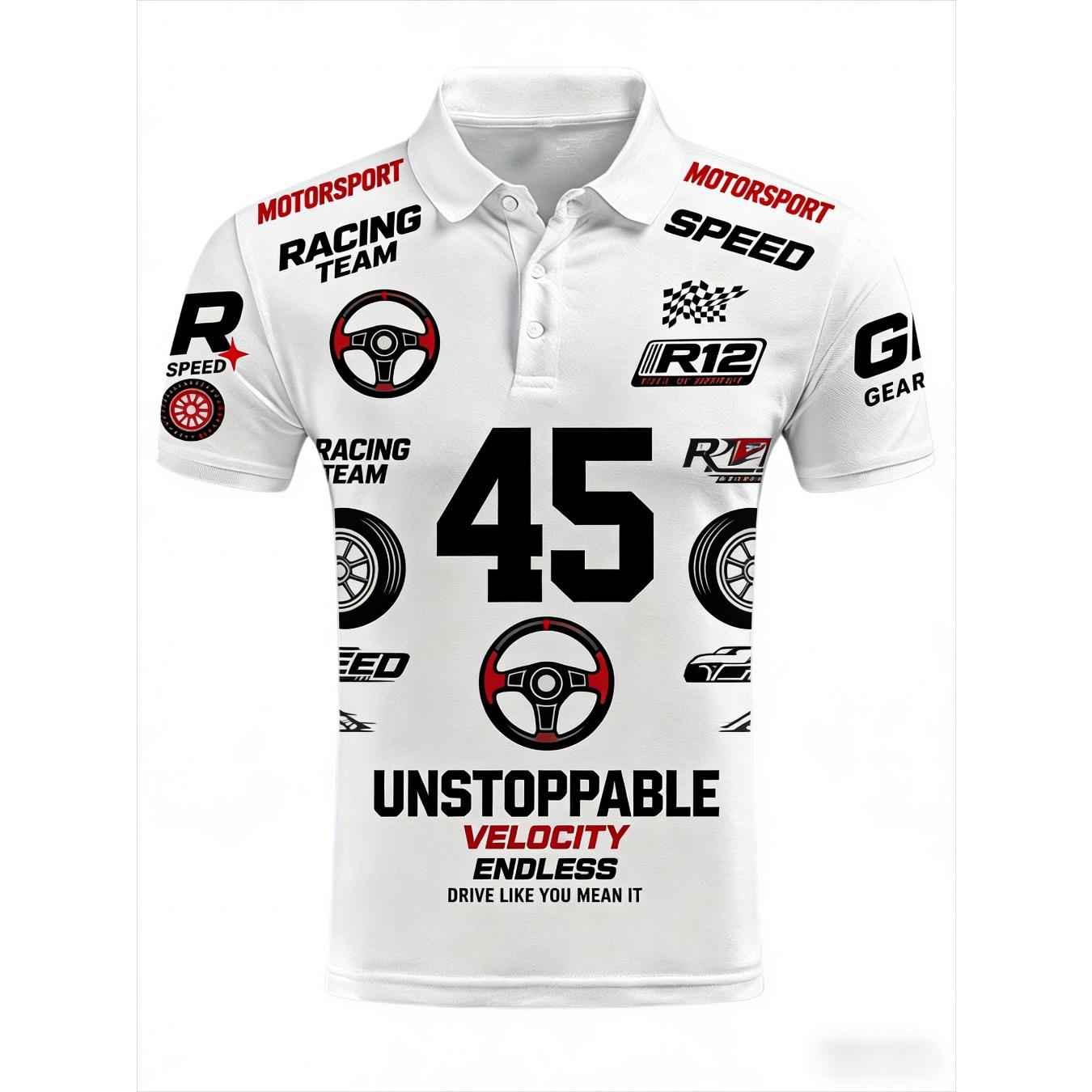 

Men s 2026 Model Street Casual Racing Polo Shirt - 3D Printing Technique, Breathable Quick-drying S
