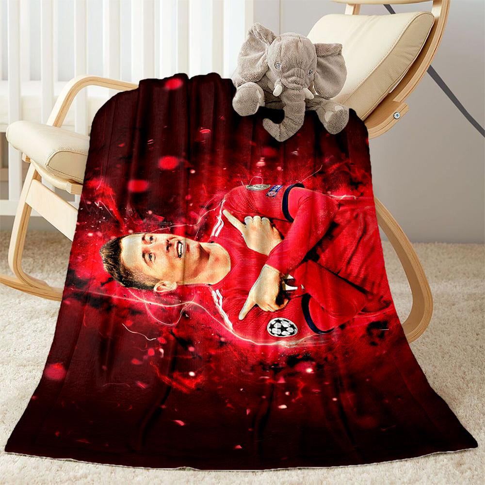 Soccer Player Action Blanket Soft Warm Cozy Suitable for Chair Bed Office for All Occasions Digital Print Unique Gift for Family and Friends Camping