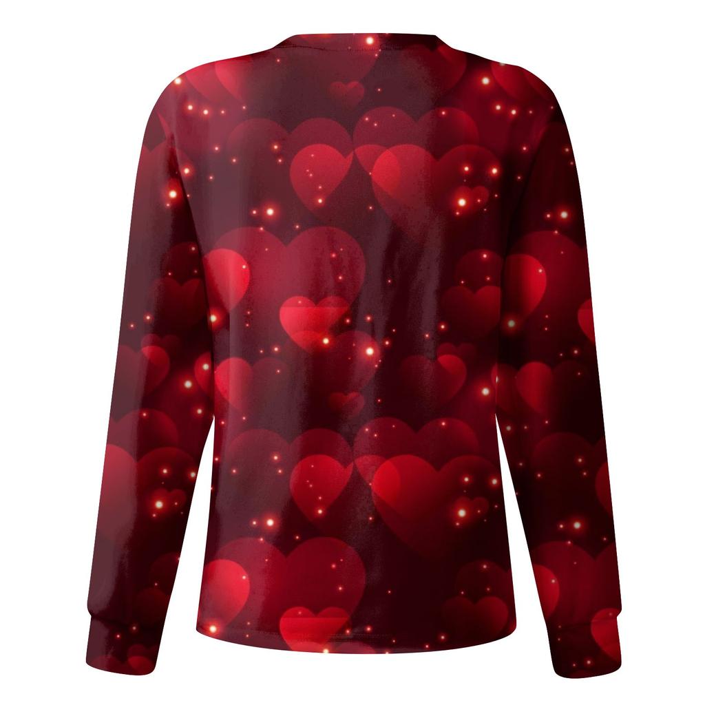 Women Long Sleeve Pattern Tops Pocket Working Stand-up Collar Single-breasted Protective Overalls Jacket Top Christmas