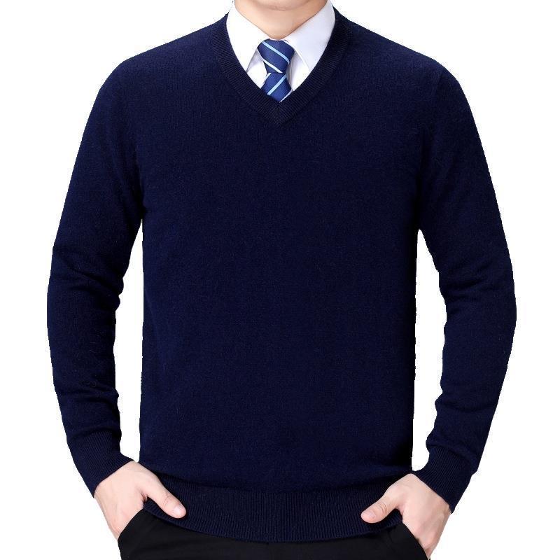 Men's Winter V-Neck Knit Sweater for Casual or Business Wear