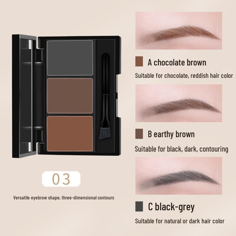 Tri-Color Eyebrow and Nose Shadow Palette with Brushes for Beginners