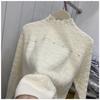 Women's Jacquard Knit Sweater Autumn Winter  Soft Warm Beads Slim-fit Pullover Knit Top Stretch Knit Sweater
